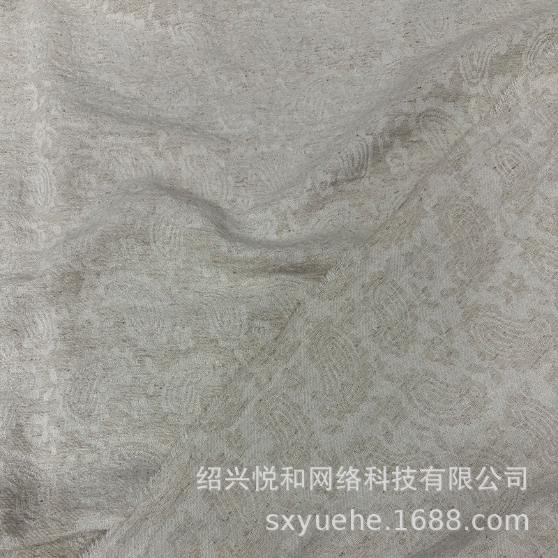 布料砂洗腰果提花面料复古柔软双面服装裤装亚麻棉t8610
