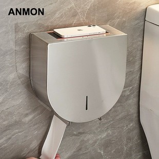 黑色不锈钢厕所大卷纸盒公共卫生间擦手纸盒酒店壁挂式 大盘纸巾架