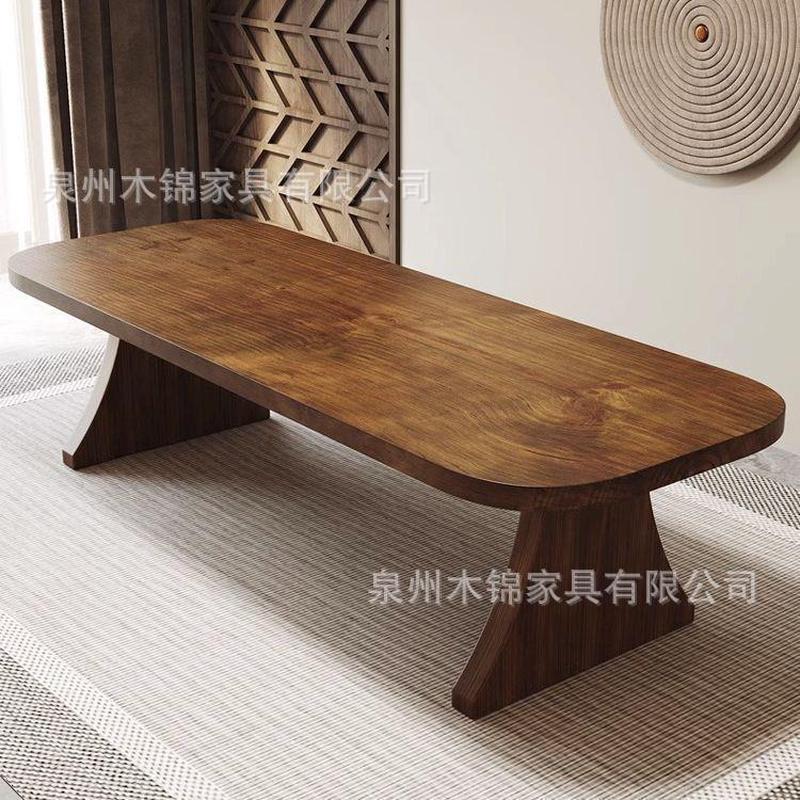 新中式实木茶桌胡桃简约全套木色茶台办公室茶楼会客功夫泡茶桌