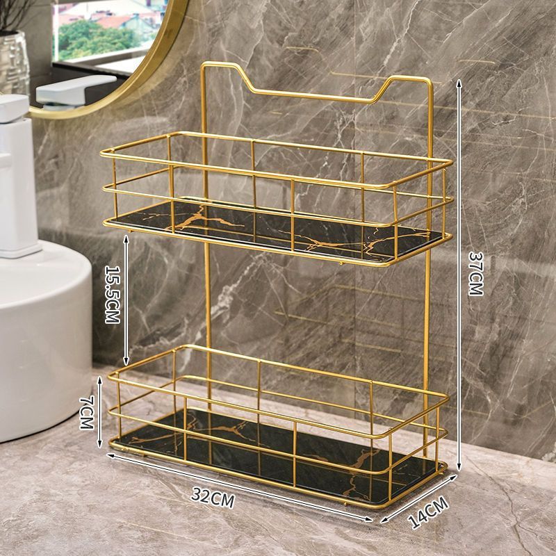 厕所卫生间置物架免打孔浴室洗手间洗漱台墙上双层收纳洗澡壁挂式