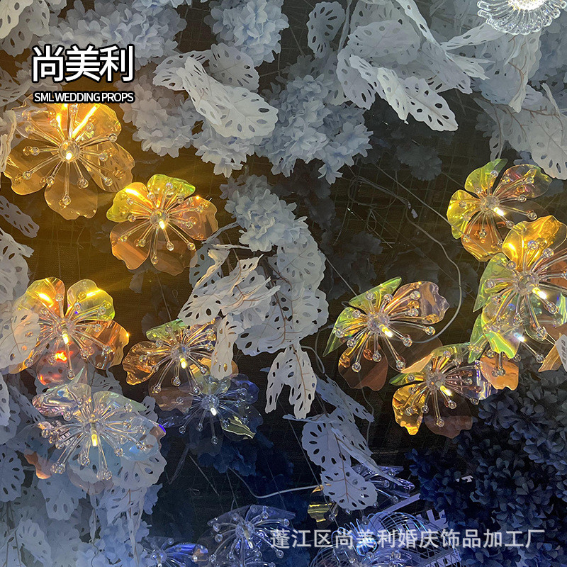 亚克力冰莲彩莲美陈婚庆吊灯道具挂饰婚礼堂酒店场地布置道具装饰
