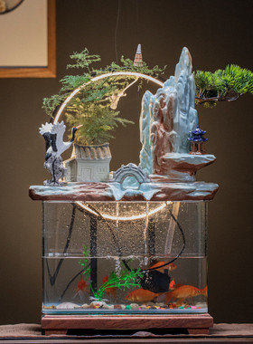 招财开业礼品假山新中式客厅生财创意家居水景办公室流水摆件