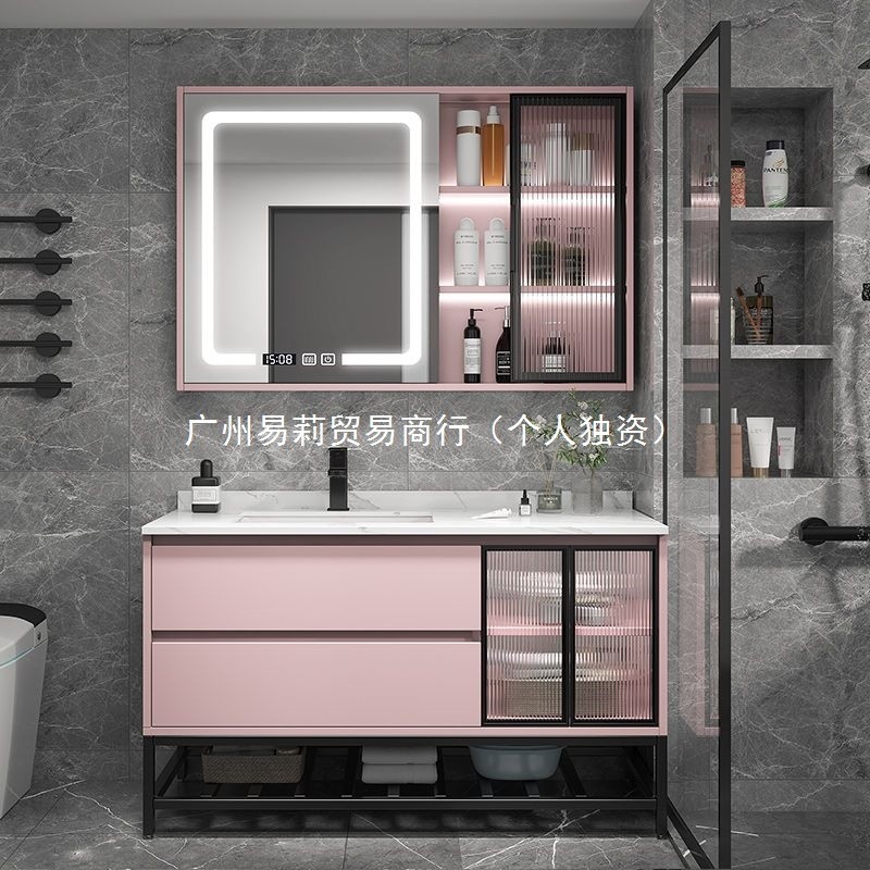 y卫生间1轻奢岩板一体浴室柜组合洗漱台现代简约圯智能落地洗手脸