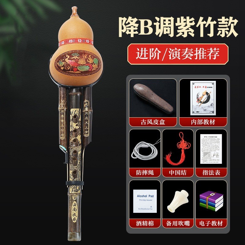 紫竹葫芦丝c调胡学生用专业演奏型儿童降b调初学者防摔小芦丝乐器