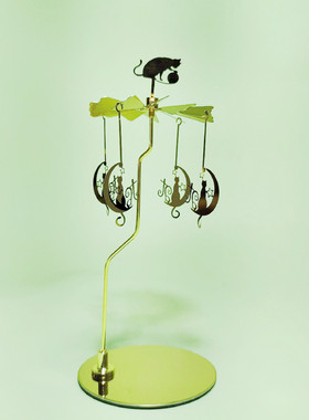 ins创意香薰蜡烛礼品伴手礼套装金色卡洛斯圆盘旋转烛台走马灯