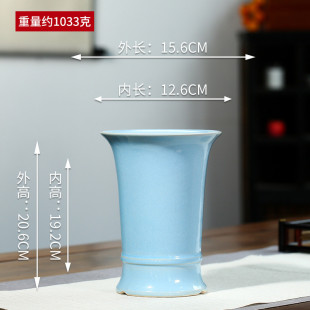 宜兴紫砂陶瓷花盆圆筒高兰花盆大号室内外落地简约透气盆ylh14