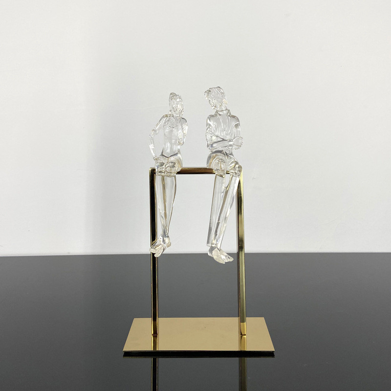 现代简约树脂新中式两小无猜摆件书房客厅电视台书柜时尚轻装饰品