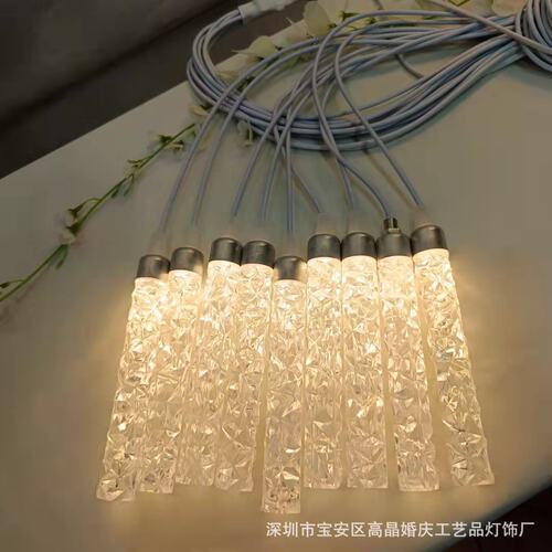 厂家直供发光婚庆亚克力新款10头水晶棒吊灯婚礼堂布置舞台装饰灯