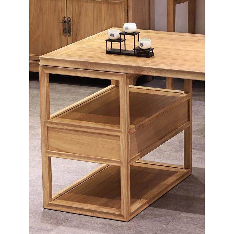 新中式实木书桌椅办公桌榆木电脑桌写字台原木书法书房家具北方