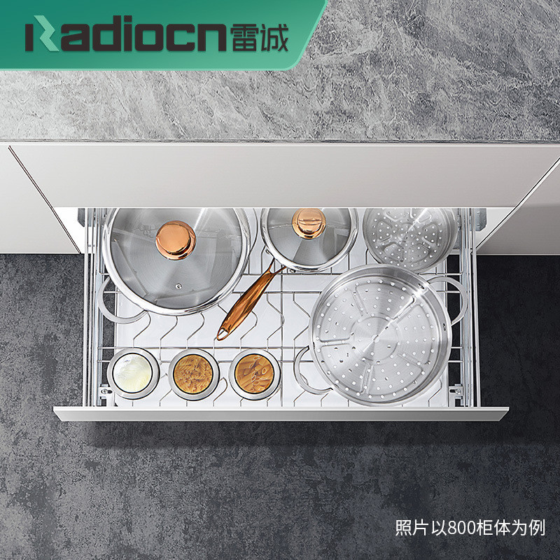 双层缓冲阻尼轨抽屉式碗篮碟架厨房橱柜抽屉式收纳橱柜不锈钢拉篮