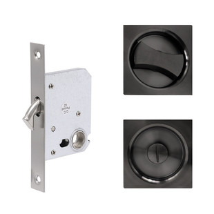 方形隐形门锁推移门锁嵌入式通道暗门锁趟门隐藏式不锈钢旋钮门锁