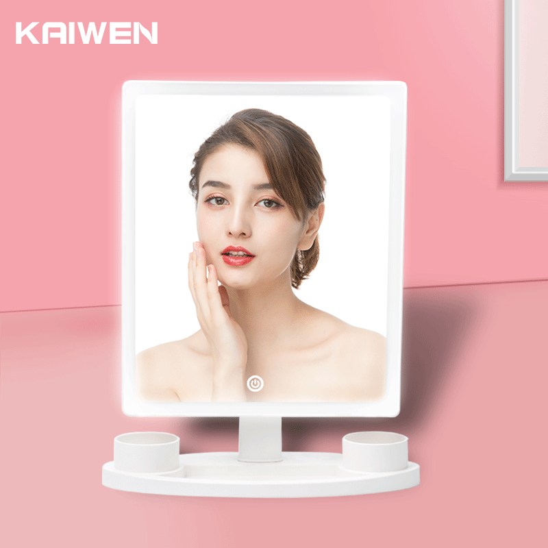 厂家凯文单面led化妆镜带灯底座台镜led灯补光大号梳妆镜发光镜子