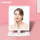 厂家凯文大号led化妆镜带灯底座台镜led灯镜子光单面梳妆镜发光补