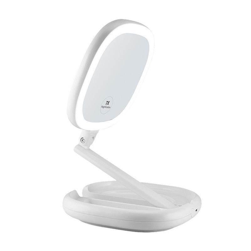 led旅行发光便携化妆镜镜折叠美妆充电带灯led台式化妆镜定制