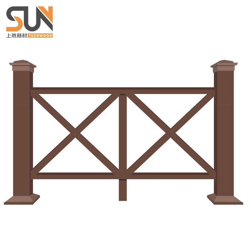四川上岚厂家定制塑木栏杆栏杆围栏户外栈道塑木景区栏杆