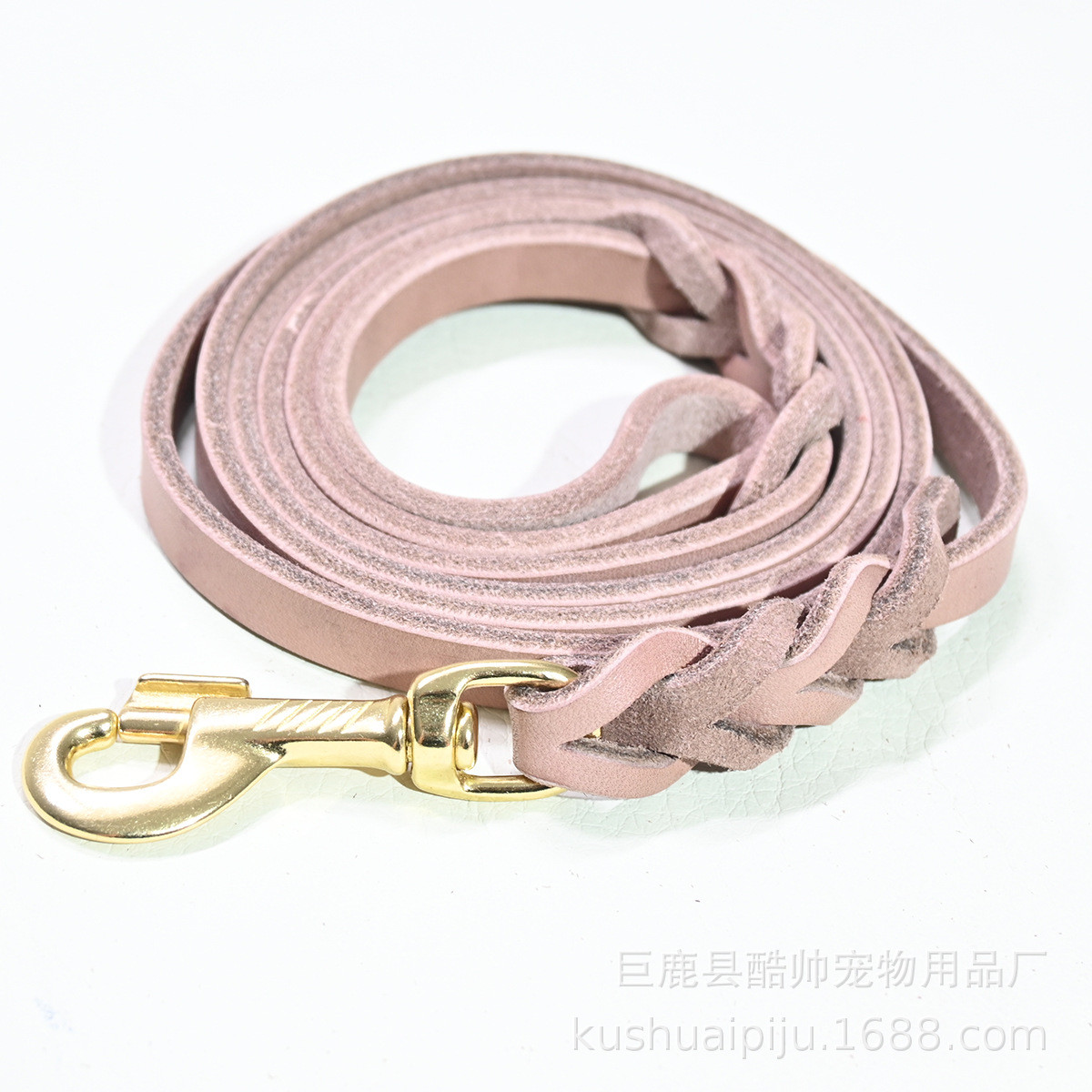 扎线双层把手宠物牵引带防可伸缩狗狗狗牵引绳跑牛皮牵引带