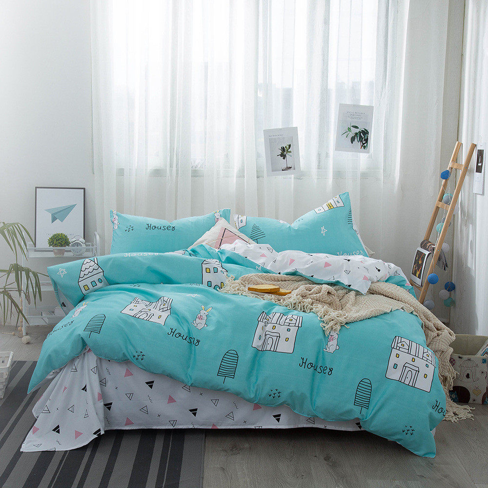 儿童卡通四件套单人床上用品床单被套三件套加厚ab版磨毛床笠批发