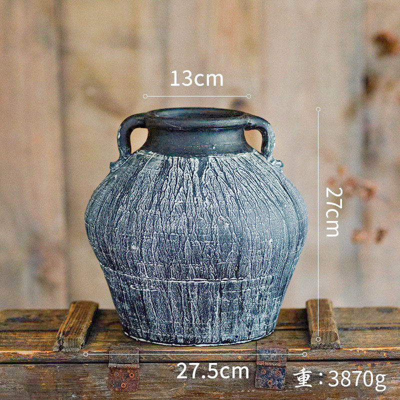 花盆粗陶艺术陶罐花瓶陶盆复古做旧陶土插花手工古风陶瓷花盆其他