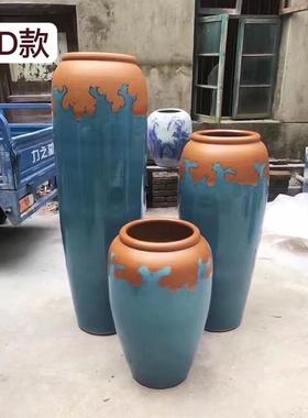 景德镇厂家手工落地大陶罐酒店庭院插餐厅民宿别墅陶瓷花瓶软装饰
