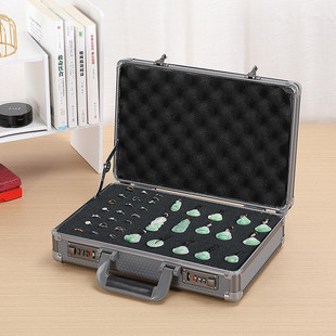 带锁珠宝箱耳环玉器展示盒收纳箱密码首饰收纳盒子文玩收藏盒手提