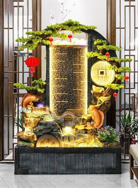 热销新中式摆件落地招财进宝水幕墙循环水酒店办公室玄关屏风隔断