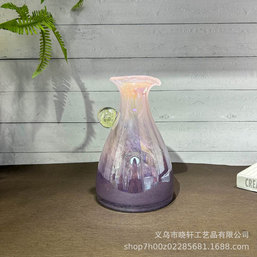 酒店创意中古风琉璃花瓶客厅餐桌高级插花装饰品家居ins卧室摆件