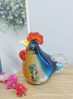 样板房古法公鸡摆件装饰玻璃琉璃摆件儿童房书房玄关乔迁送礼摆件