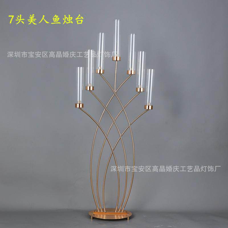 浪漫铁艺美人鱼婚庆烛台摆件欧式家用烛光晚餐道具酒店餐桌蜡烛台
