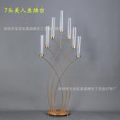 婚庆浪漫美人鱼铁艺烛台摆件欧式 家用烛光晚餐道具酒店餐桌蜡烛台