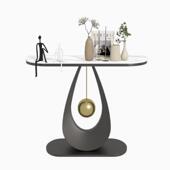 极简轻奢入户玄关桌柜现代简约岩板高级玄关走廊客厅端景台靠