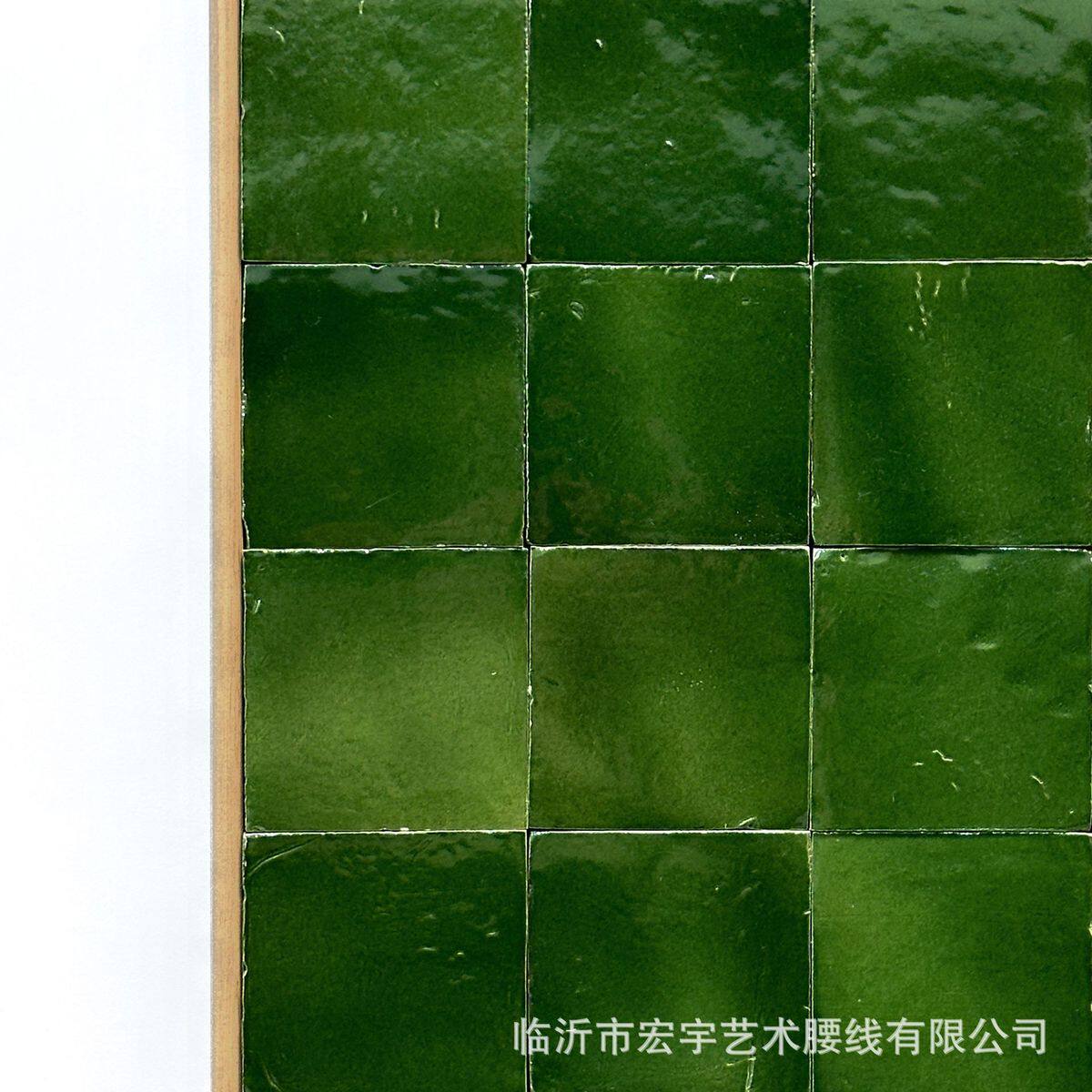 zellige纯手工泥胚 摩洛哥手工砖黄绿复古陶土砖卫生间墙砖背景墙