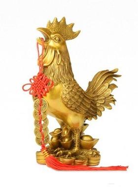 摆件鸡纯铜福字鸡金鸡报晓卧室中式装饰家居客厅铜公鸡工艺品