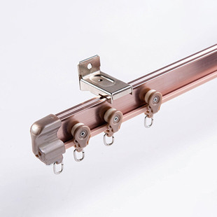 铝合金窗帘轨道弯轨LU型静音飘窗弯曲滑轮滑道顶装 单双导轨窗帘杆