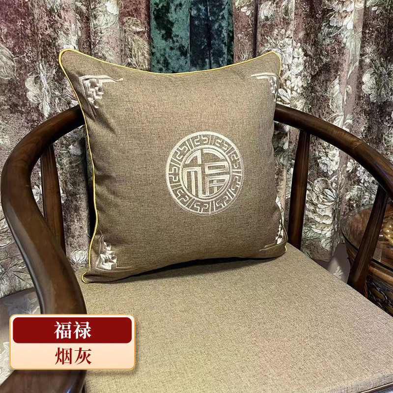 沙发垫棉麻含芯抱枕中式古典绣花红木家具棕垫圈椅乳胶坐垫