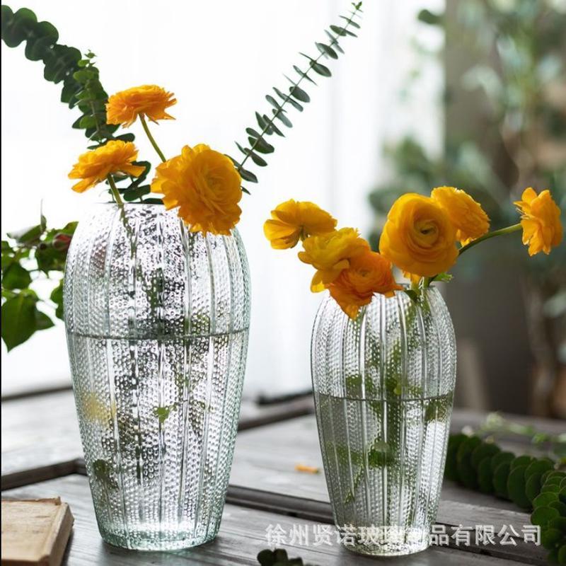 北欧轻奢透明花瓶水养富贵竹百合玫瑰鲜花玻璃插花瓶客厅餐桌摆件
