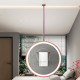 圆形吊镜悬空化妆镜浴室镜子悬挂镜子酒店民宿吊杆双面发光led
