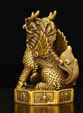 2023新款7寸八宝一对麒麟摆件铜麒麟家居装饰创意礼品工艺品批发