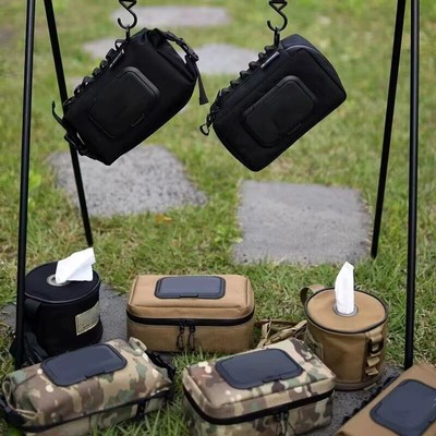 户外露营复古帆布纸巾收纳包车载挂式布艺抽纸盒