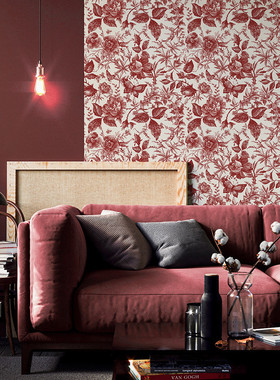 funlife高缔花卉玫瑰壁橱壁纸卧室红色家具自粘防水翻新贴stz039