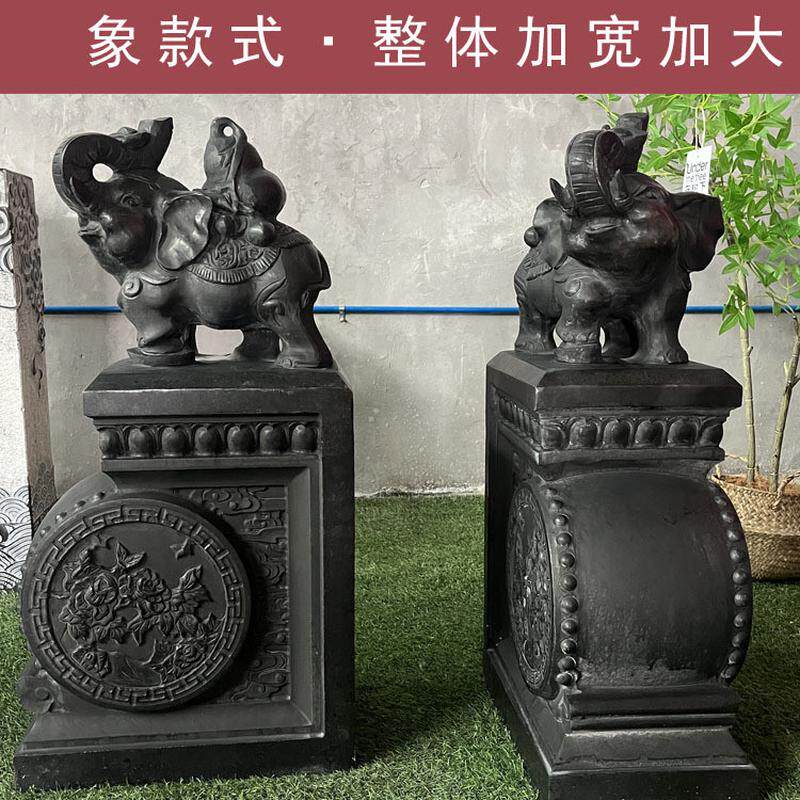 石雕门墩抱仿古石一对青石鼓小象貔貅麒麟石狮子家用门口石鼓石墩