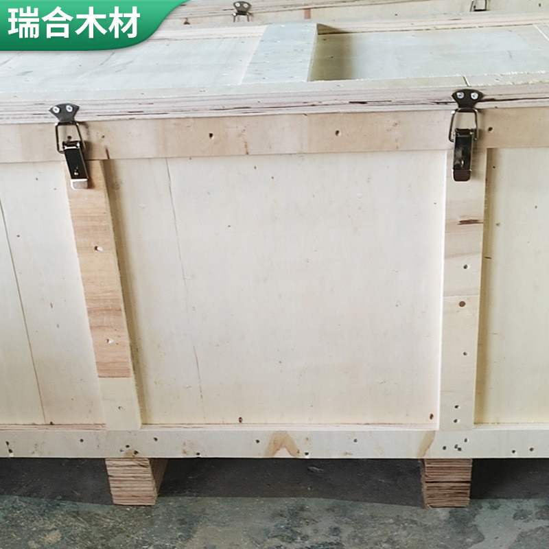 热销蝴蝶扣锁扣出口免熏蒸木箱盖子开合反复物流周转木箱可拆卸木