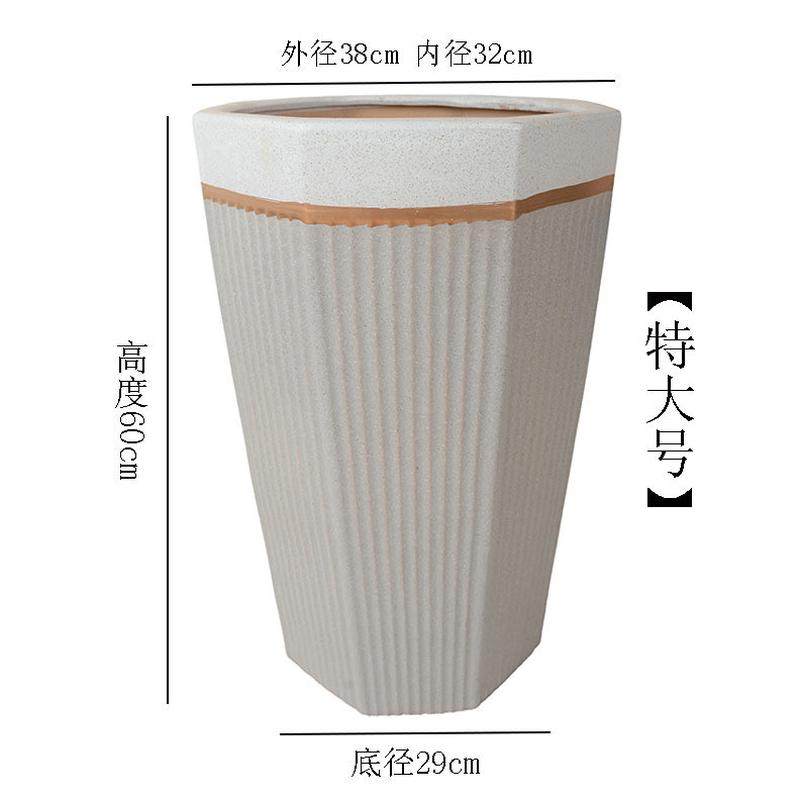金边大号高筒虎皮兰客厅庭院金钱树陶瓷花盆种树落地高盆酒店商场