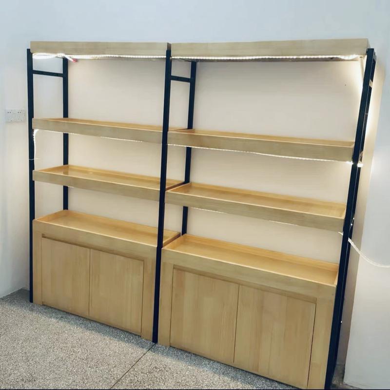 超市水果货架果蔬水果架实木波浪形百果园中岛货架生鲜工厂展示柜