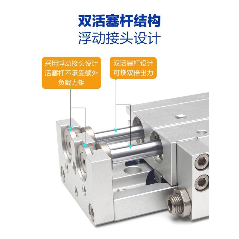 亚德客全新滑台气缸HLQL/HLQ6X10X20X30X40X50A/AS/AT/B/BS/BT