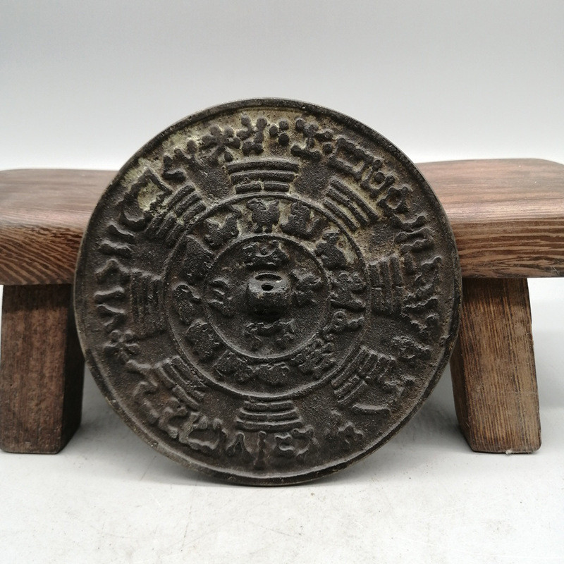 古玩有鱼收藏青铜仿古镜连年铜器游龙戏珠铜镜摆件工艺礼品铜器