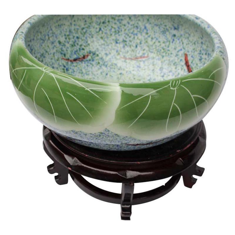 景德镇陶瓷器手绘金鱼缸碗莲缸乌龟缸养鱼盆一叶莲家居装饰摆件