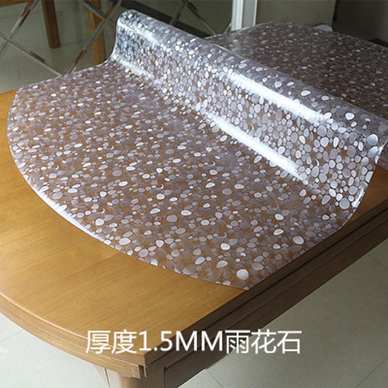 nn0i伸缩折叠椭圆形塑料桌布印花软玻璃防水防油加厚保胶垫圆桌面