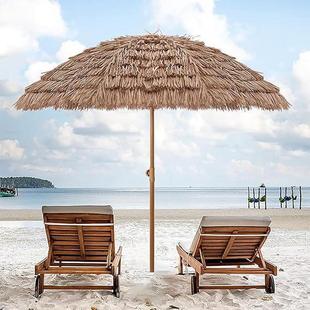 跨境热销6.5FT仿真稻草伞夏威夷风格 茅草伞户外遮阳沙滩伞