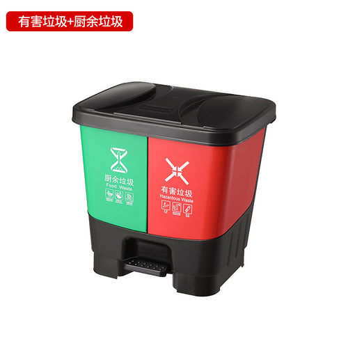 厂家批发60l脚踏式大号双双胞胎商用楼道分类垃圾桶家用塑料桶