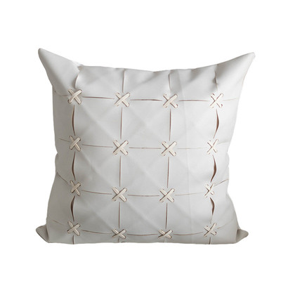 编织皮质设计师抱枕轻奢现代简约客厅沙发样板间方形靠枕腰枕批发